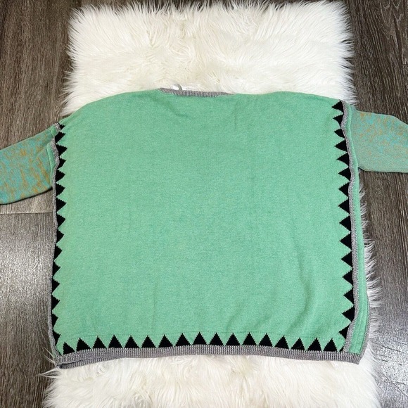 Paul & Joe Womens Shimmer Pullover Sweater Green 3/4 Sleeve Boxy Size Medium - Picture 3 of 6